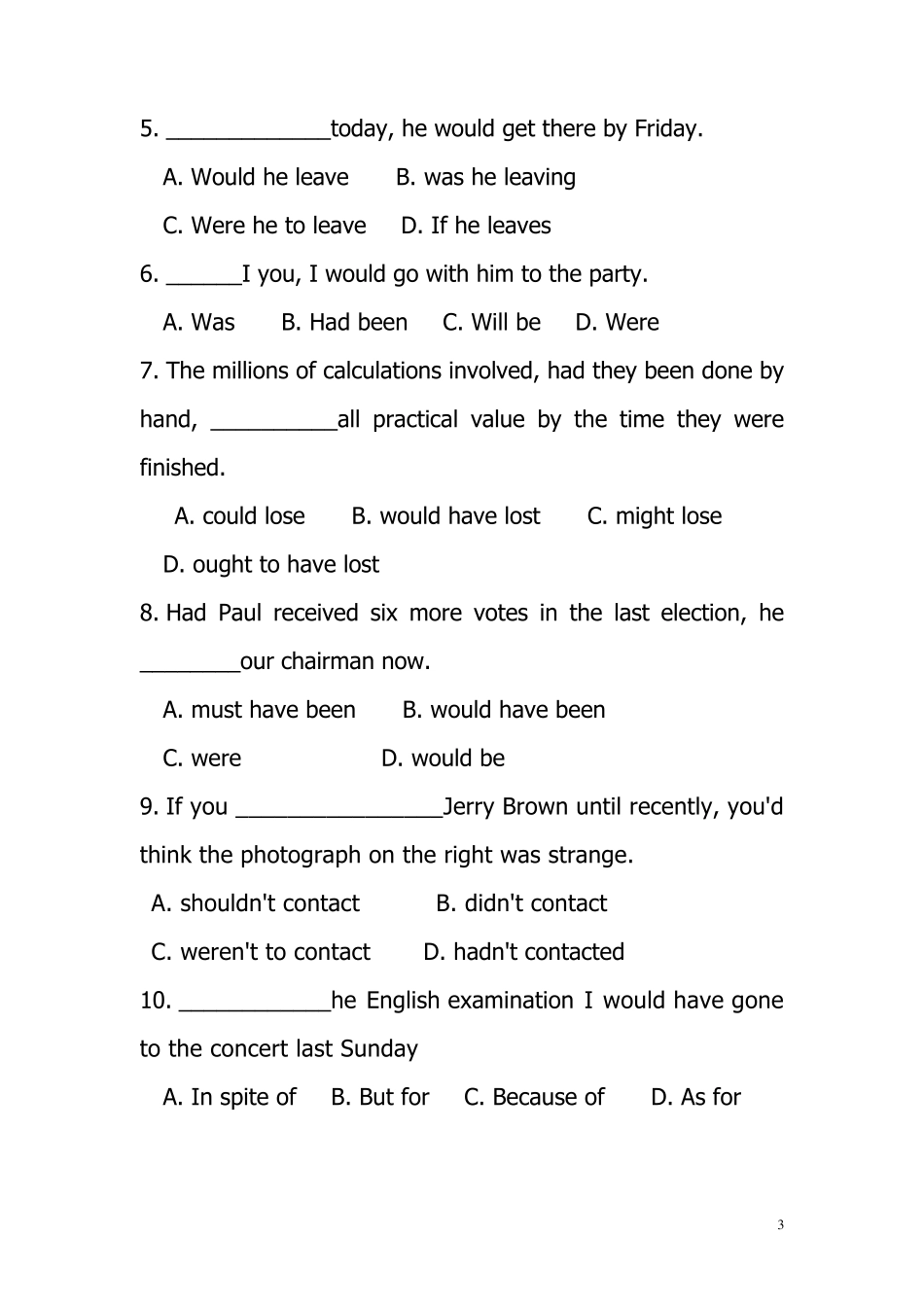 if引导的非真实性条件状语从句即虚拟语气_第3页