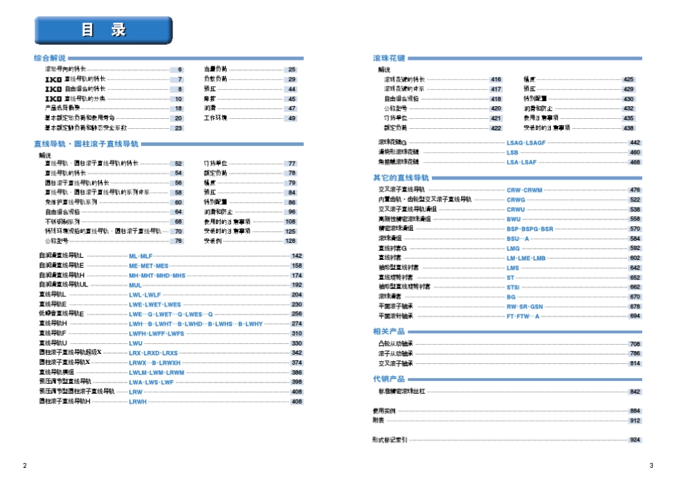 IKO直线导轨技术参数目录_第2页
