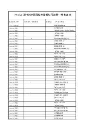 Innolux(群创)液晶面板连接器型号清单精电连接