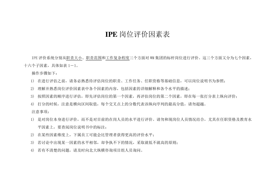IPE岗位评价因素表_第1页