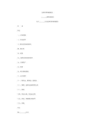 IPO法律尽职调查报告格式