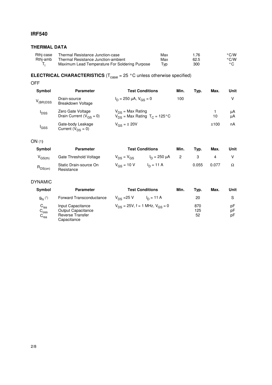 IRF540数据手册_第2页