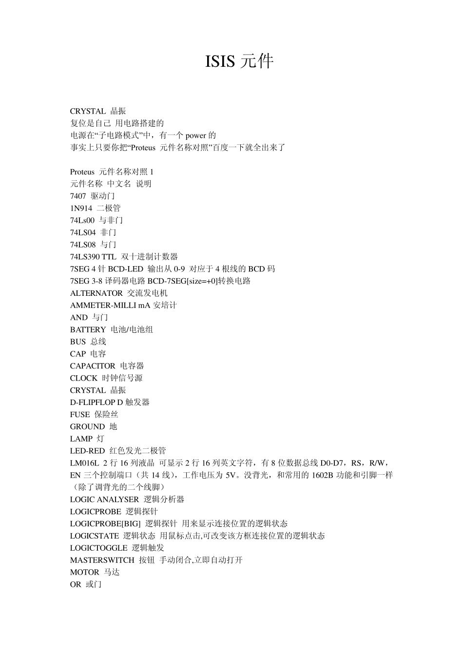 ISIS元件名_第1页