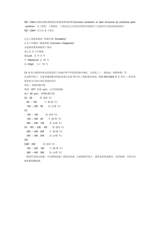 ISO12944是规定钢结构的涂层防腐系统的标准