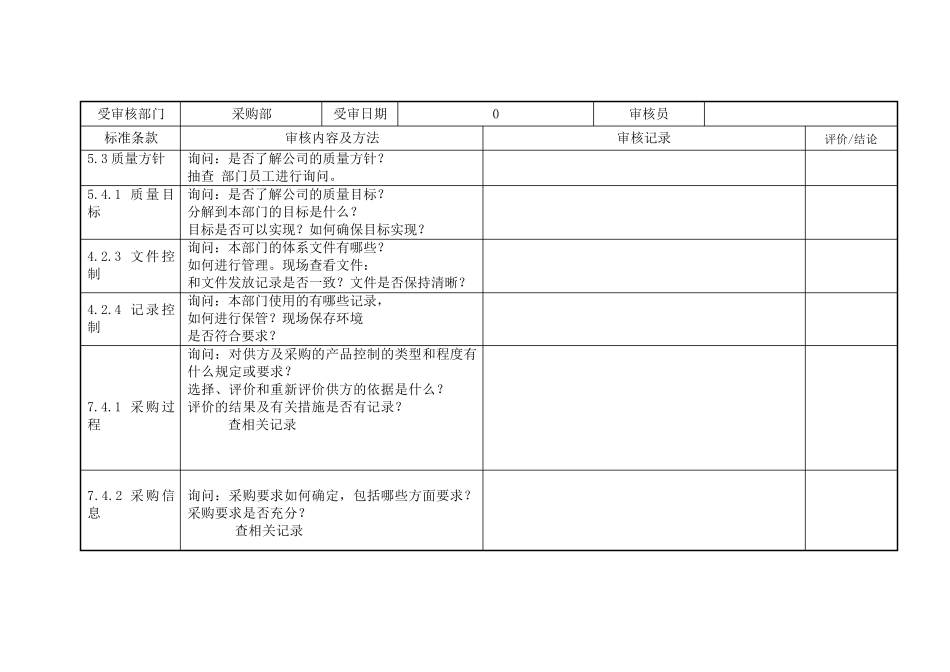 ISO9000内审检查表_第3页