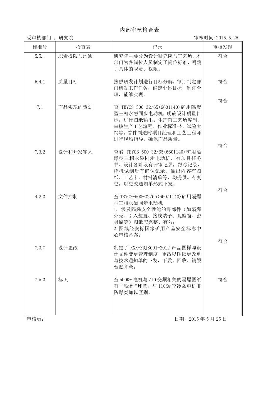ISO9001内审检查表和审核报告_第3页