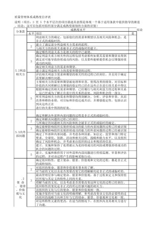 ISO9001质量管理体系成熟度评估表