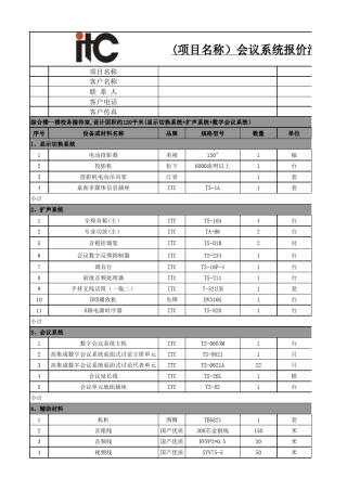 ITC会议系统配置清单