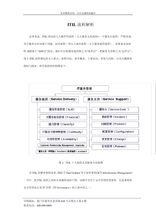 IT治理方法——ITIL流程解析