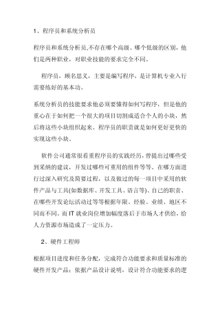 IT行业职位描述大全