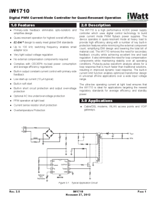 IW1710辅助开关电源控制芯片