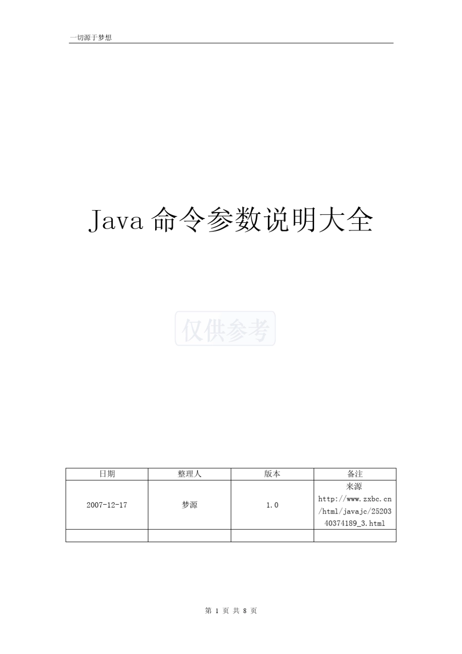 Java命令参数说明大全_第1页