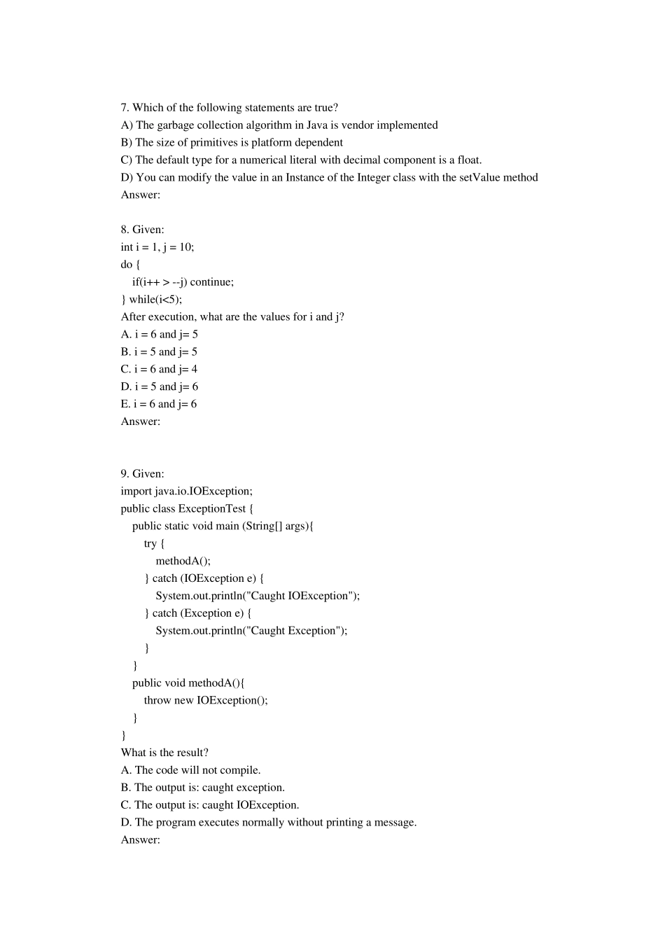 JAVA程序员笔试题目与答案_第3页
