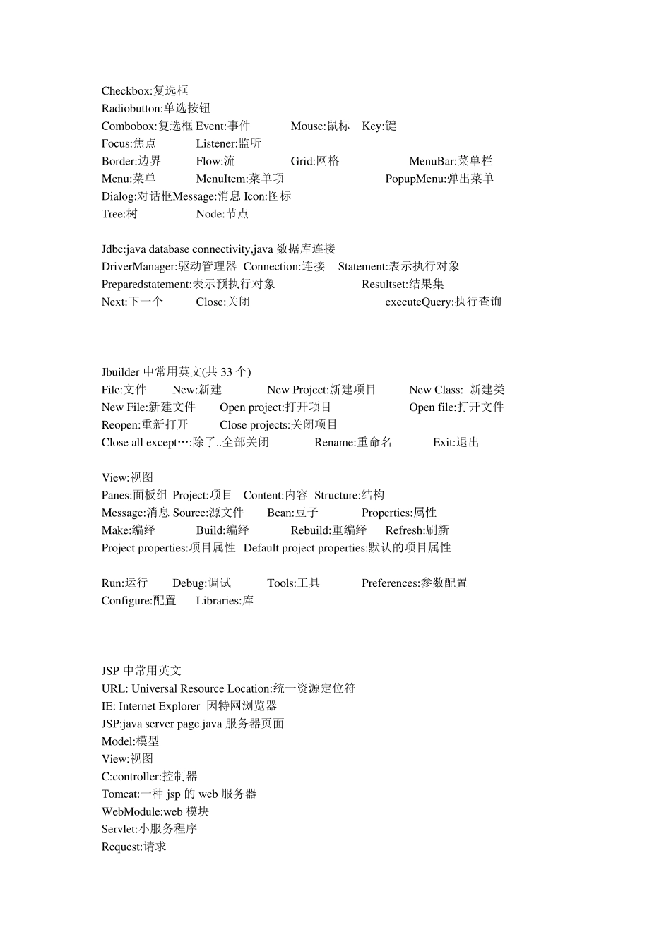 JAVA编程中常用的英文单词词汇汇总_第3页