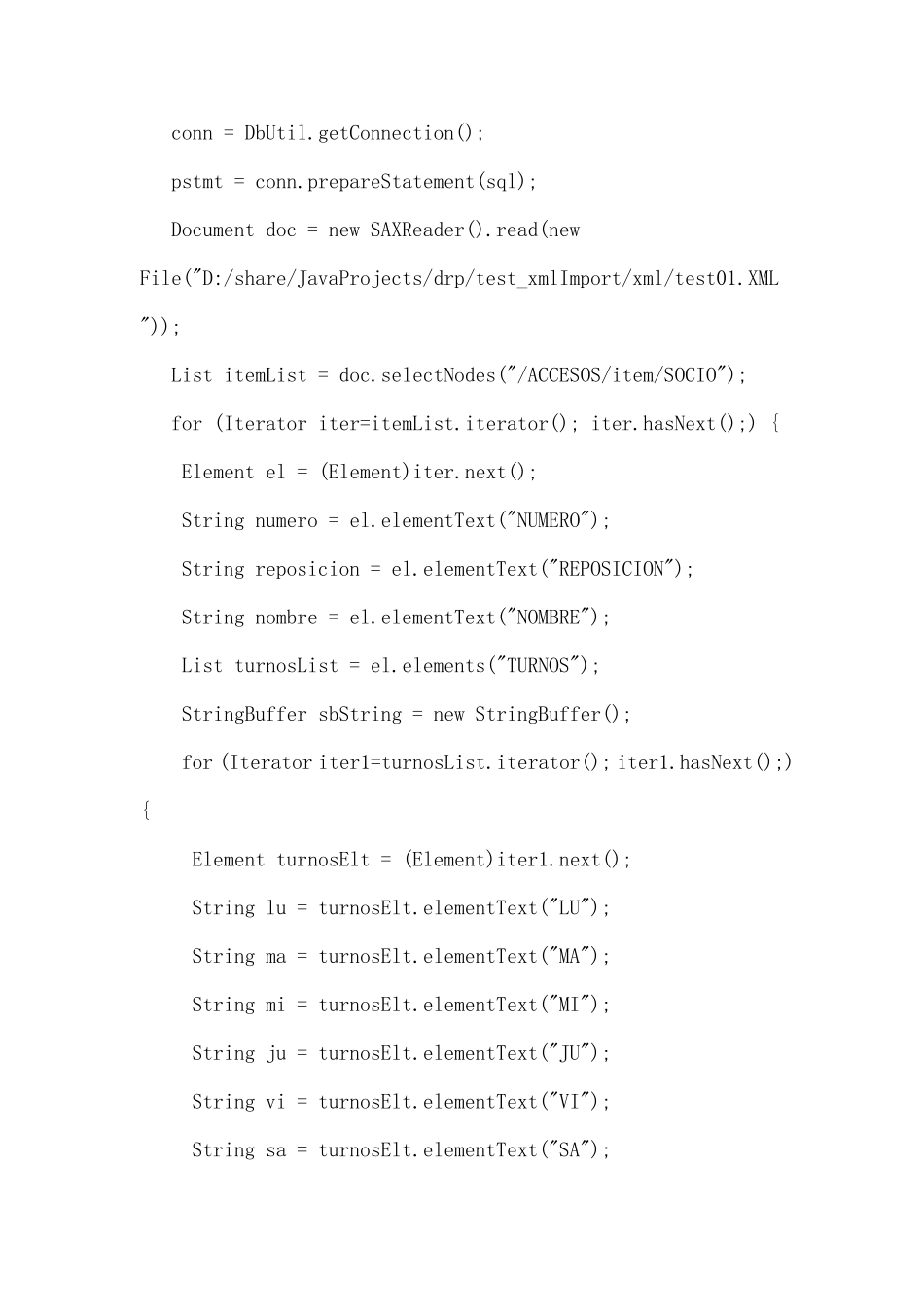 java解析xml并导入数据库(dom4j)_第2页