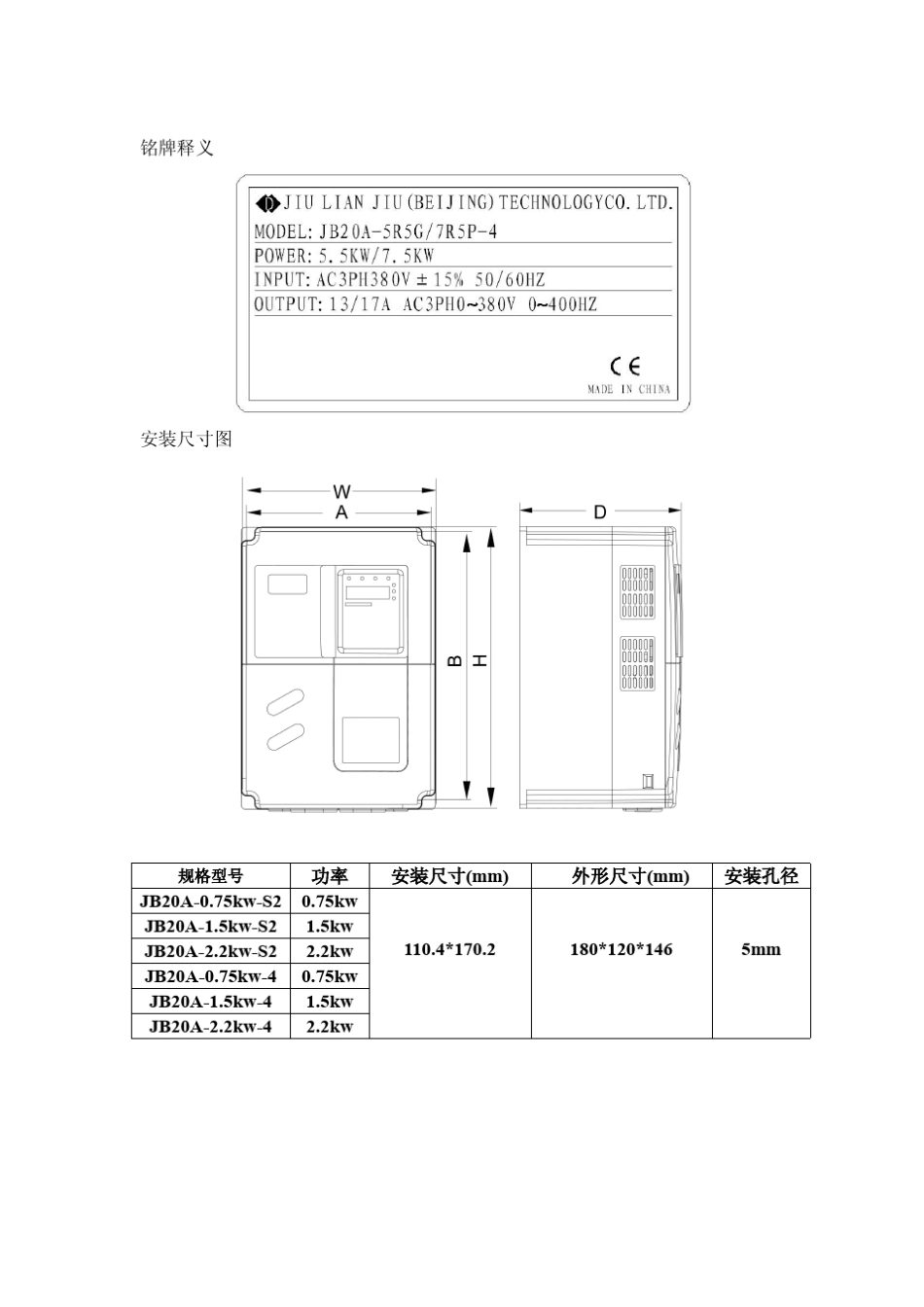JB20A系列变频器说明书_第2页