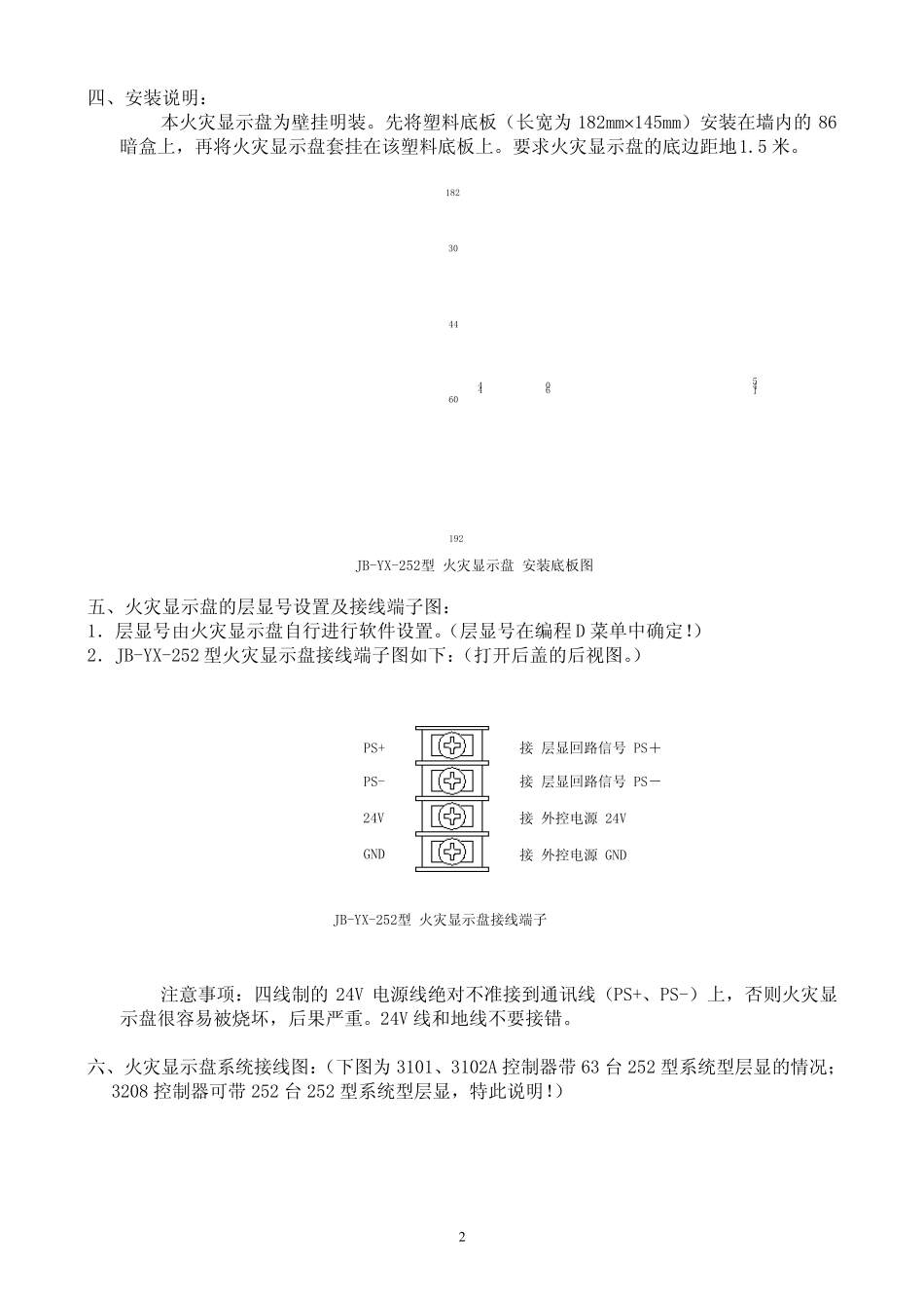 JBYX252型火灾显示盘使用说明书101224G1_第2页