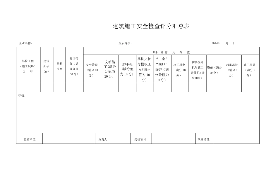 JGJ592011建筑施工安全检查评分表__第1页