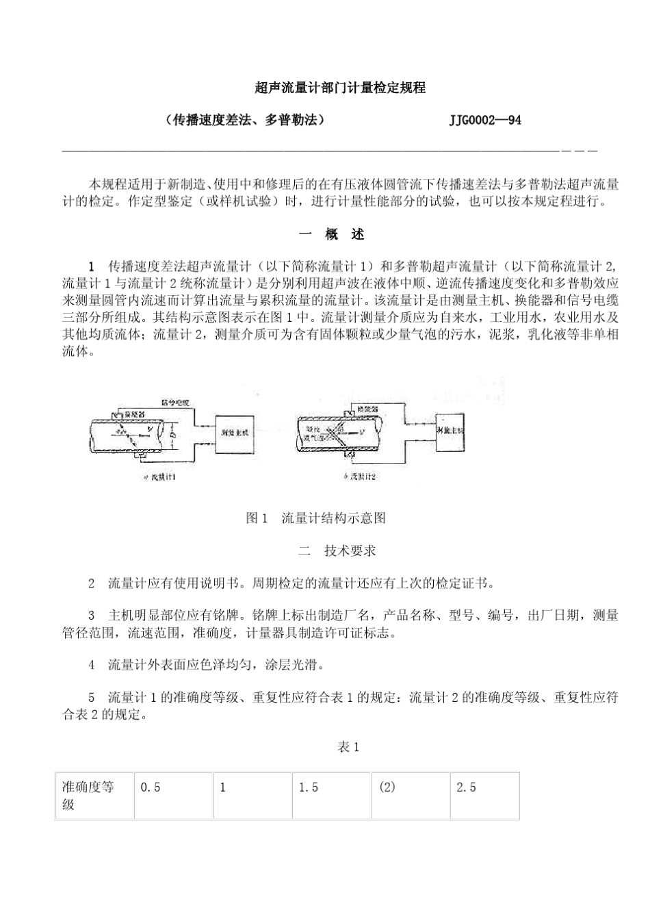 JJG(建设)00021994超声流量计(传播速度差法、多普勒法)检定规程_第1页