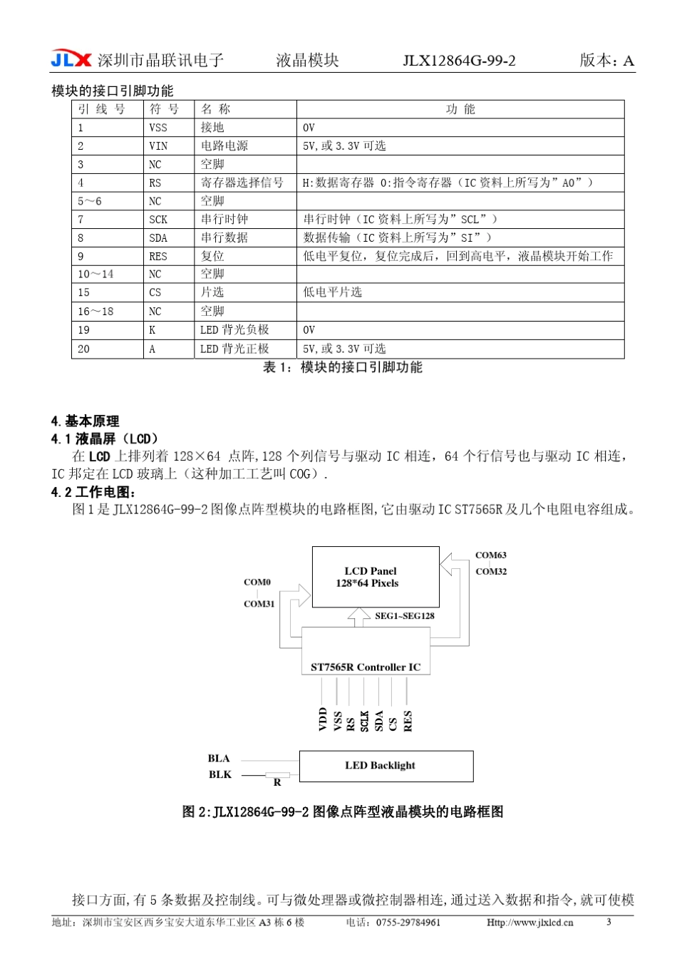 JLX12864G992液晶模块中文说明书_第3页