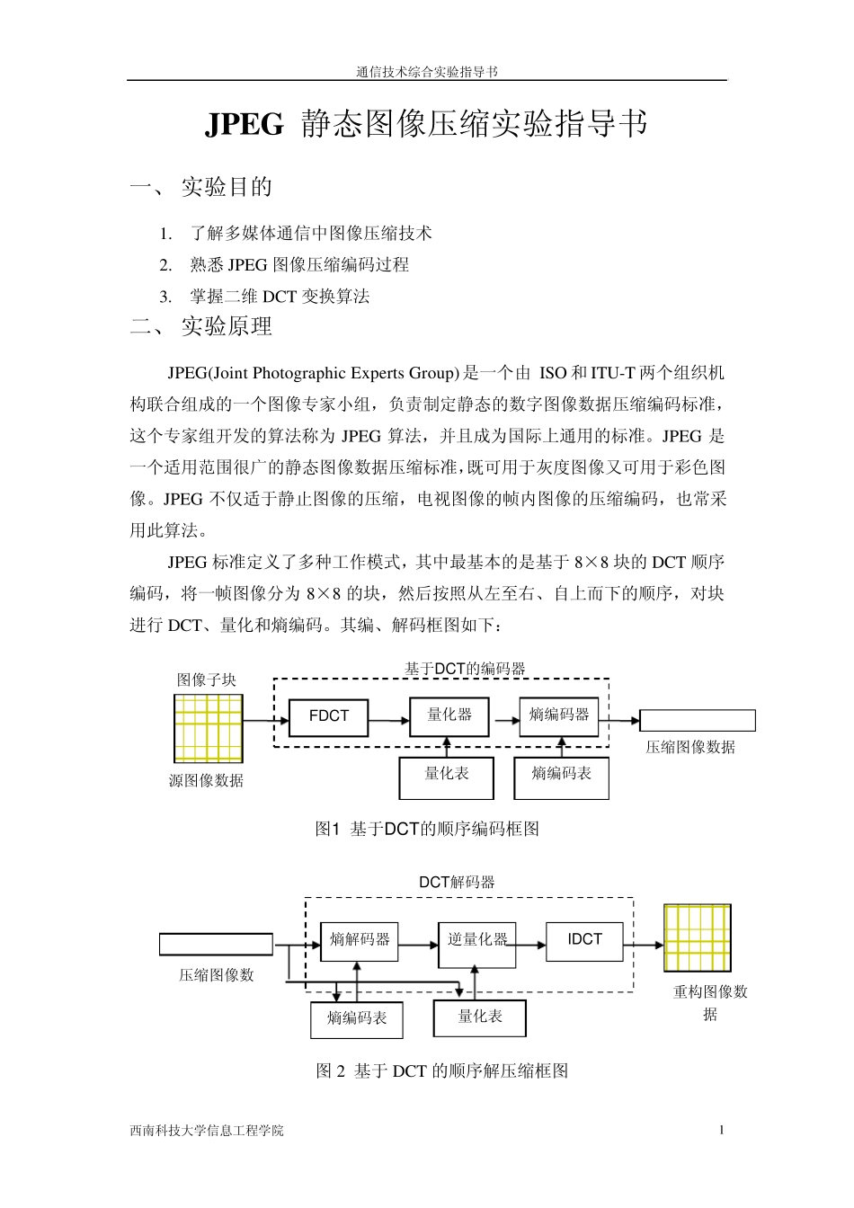 JPEG图像压缩实验_第1页
