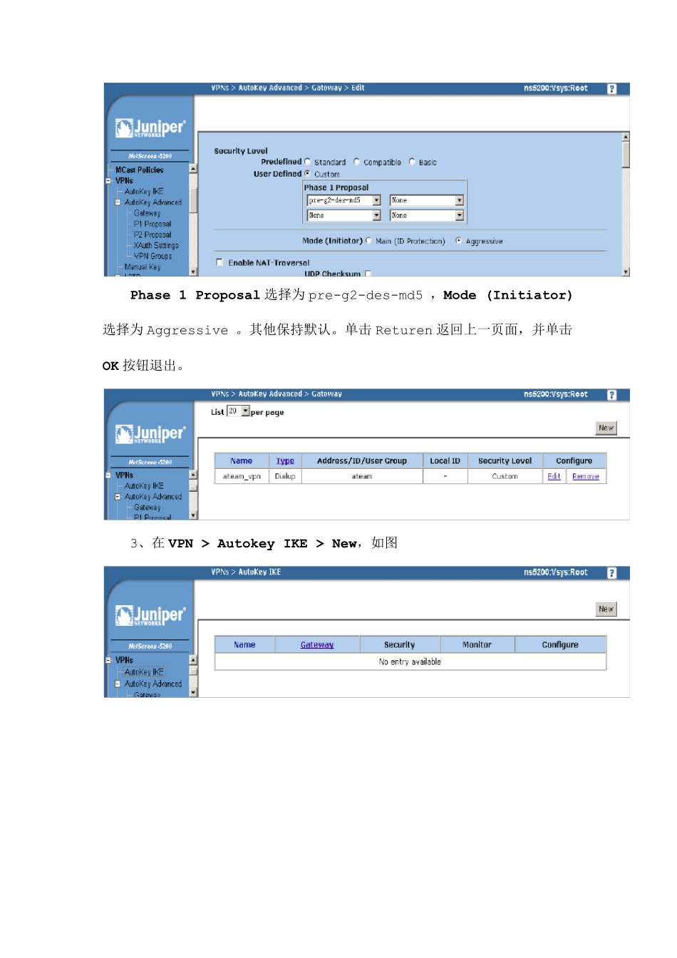 juniperSSG防火墙VPN配置_第3页