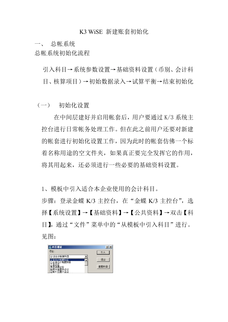 K3WiSE新建账套初始化_第1页