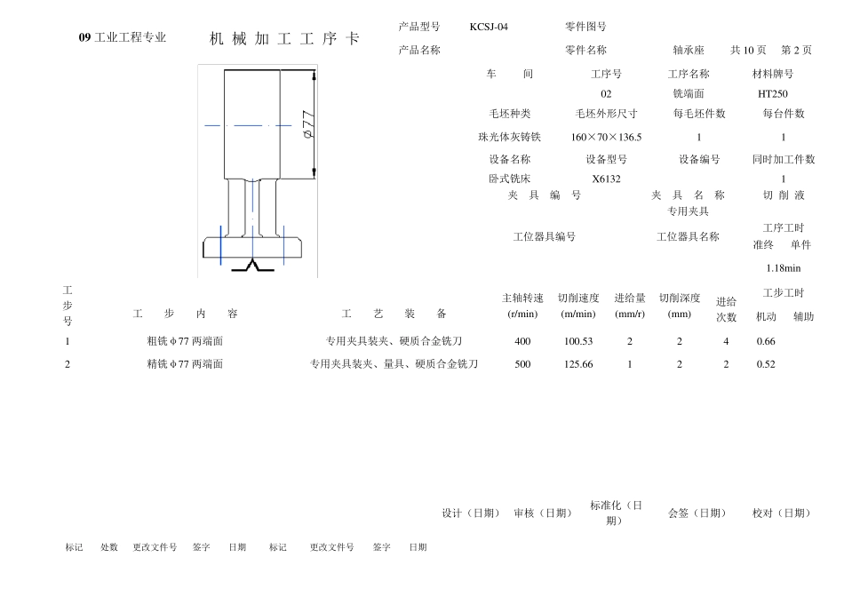 KCSJ04轴承座工序卡片_第2页