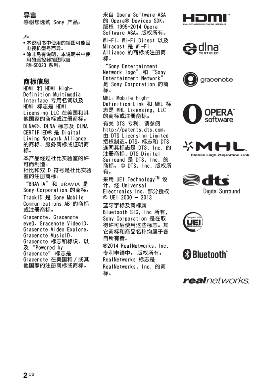 KDLW850BSONY电视机说明书_第2页