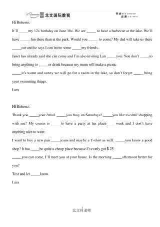 KET开放性完型填空