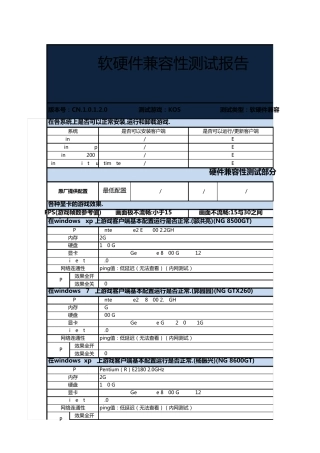 KOS软硬件兼容性测试报告2011.03.17