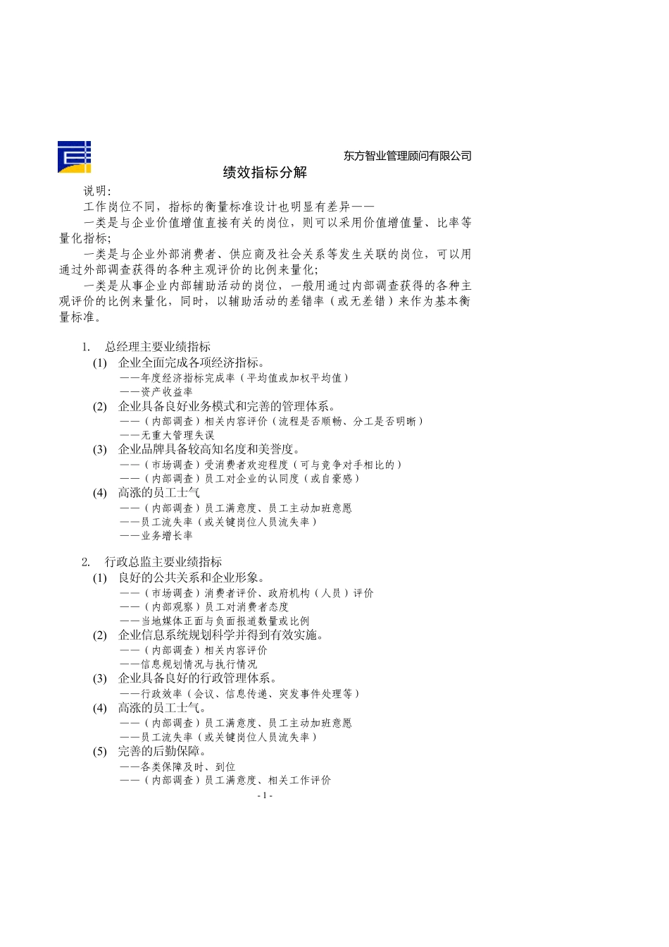 KPI绩效指标分解_第1页