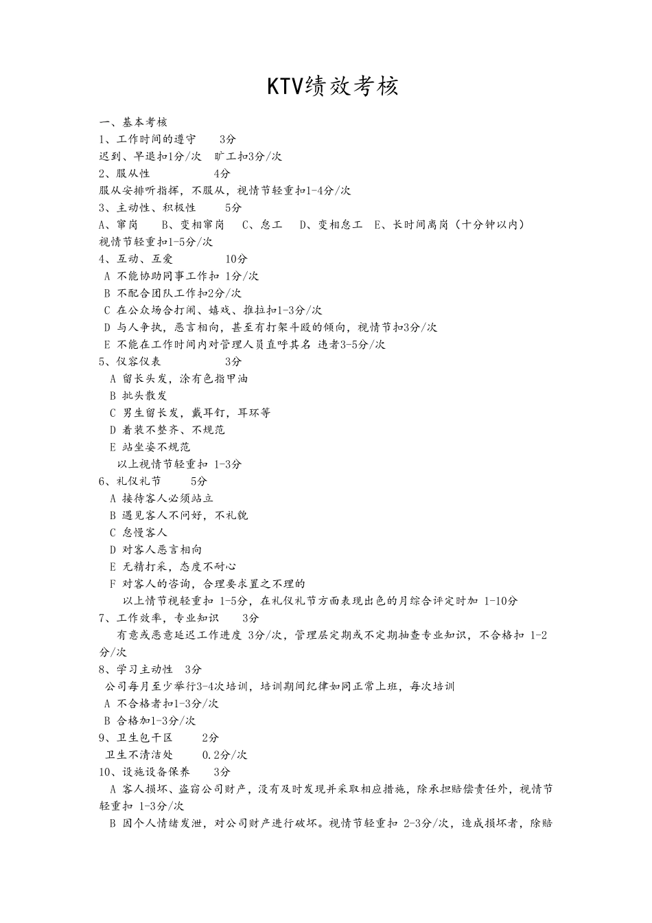 KTV奖罚制度与绩效考核_第1页