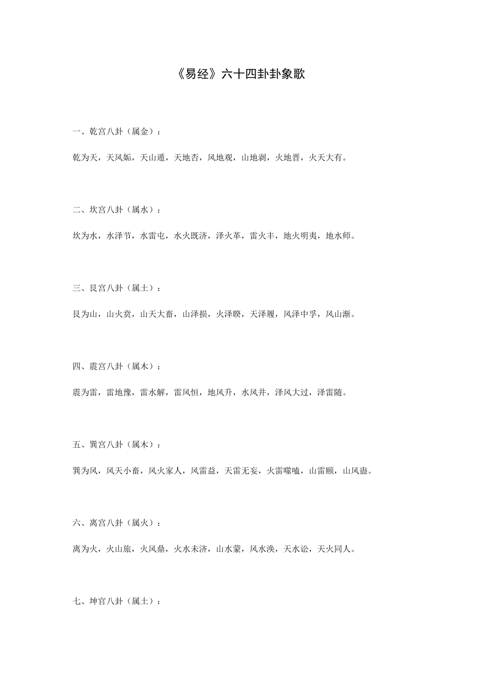 《易经》六十四卦卦象歌_第1页