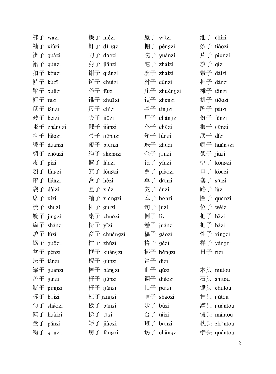 《普通话水平测试用必读轻声词语和可轻读词语表》确保打印精准_第2页