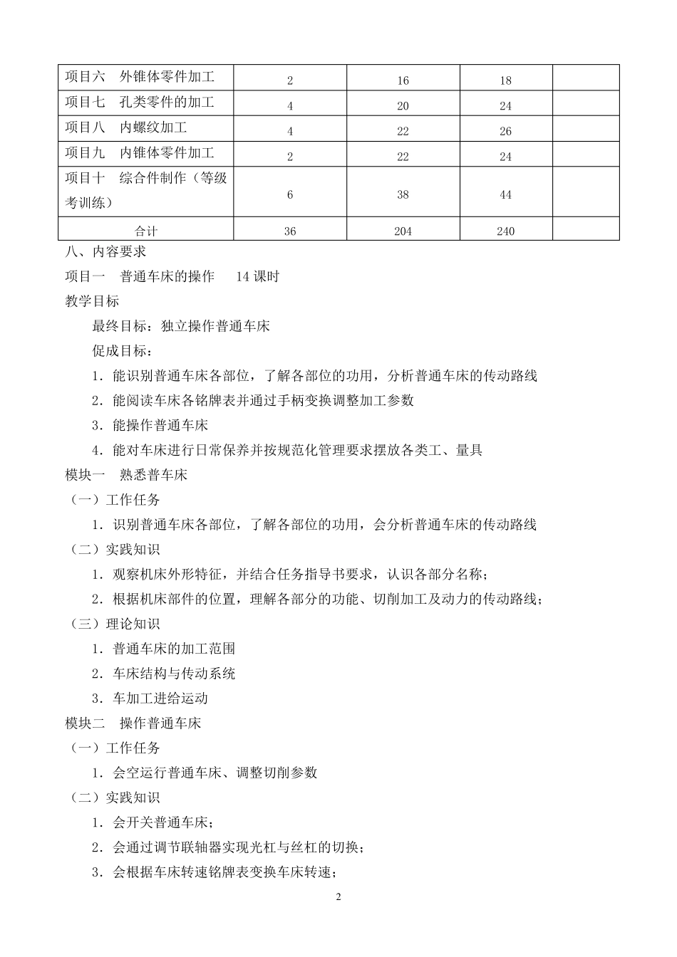 《普通车床加工实训》课程标准_第2页