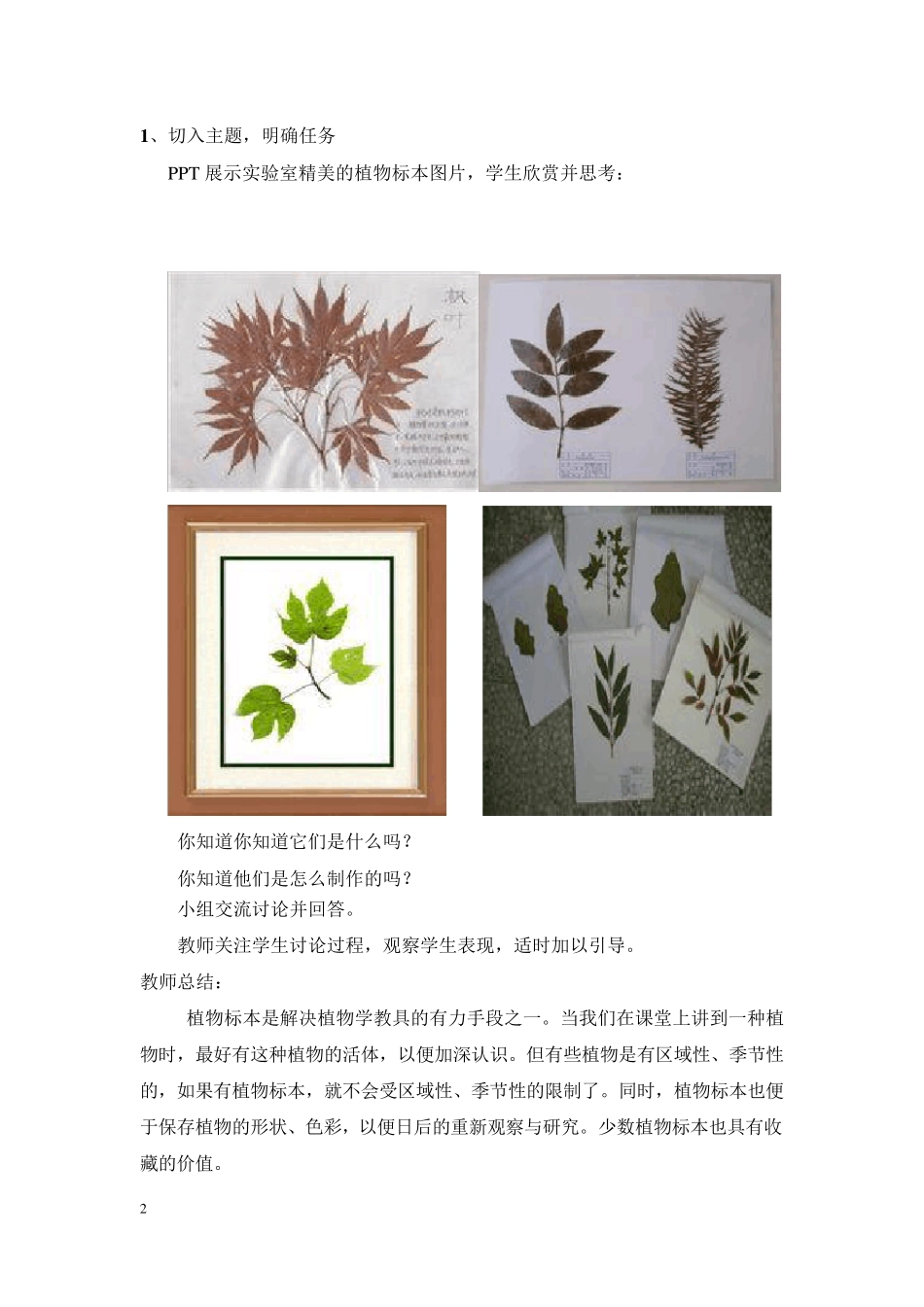 《植物腊叶标本制作》教学设计_第2页