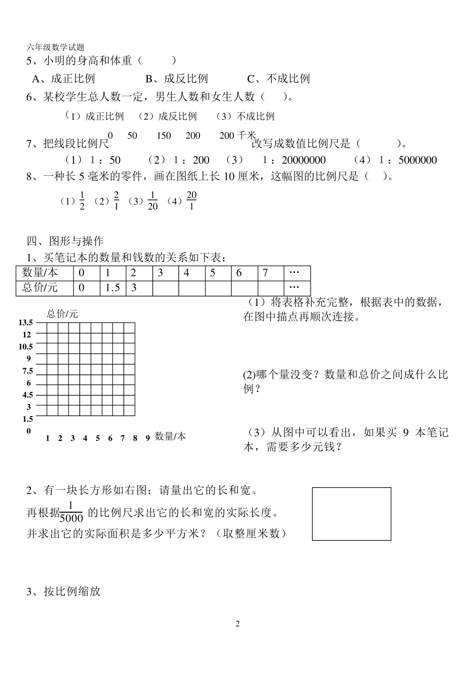 《比例、比例尺》测试题_第2页