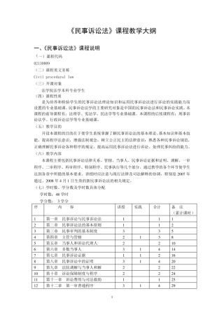 《民事诉讼法》课程教学大纲