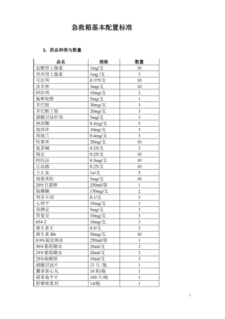 急救箱基本配置标准