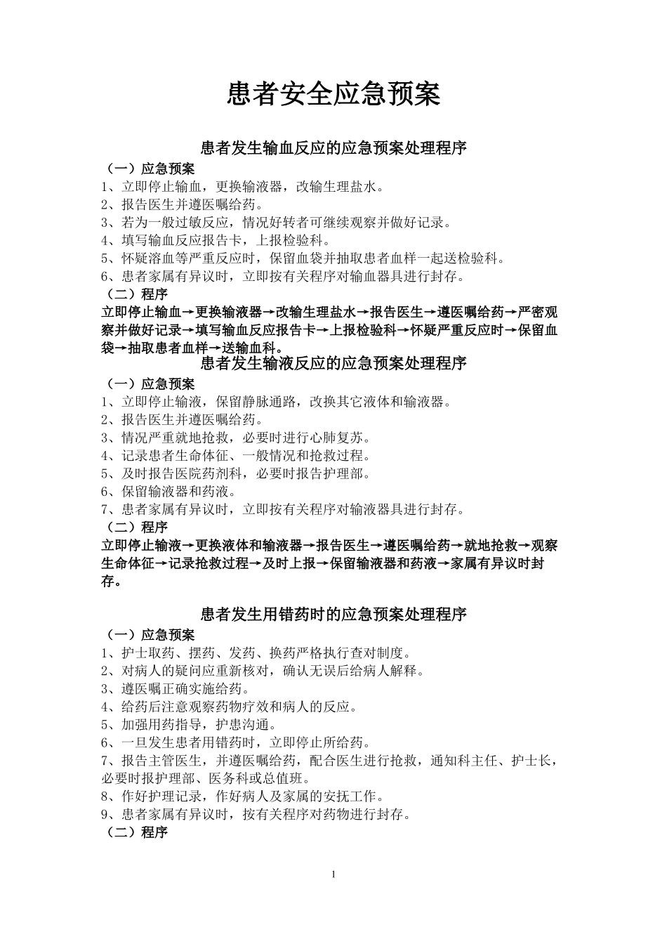 患者安全应急预案_第1页