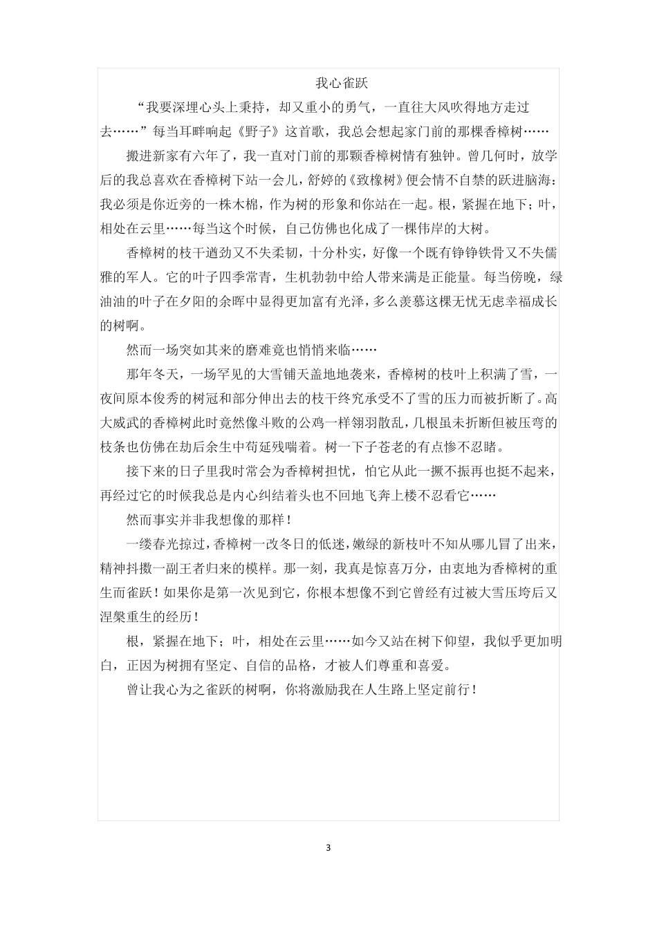 我心雀跃作文指导_第3页