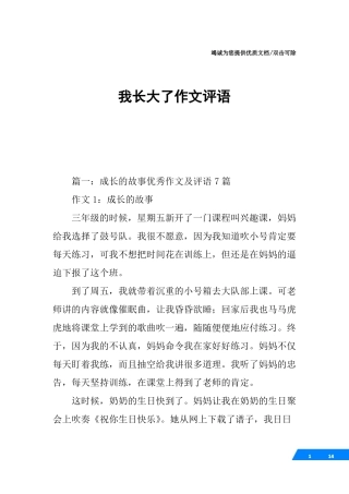 我长大了作文评语