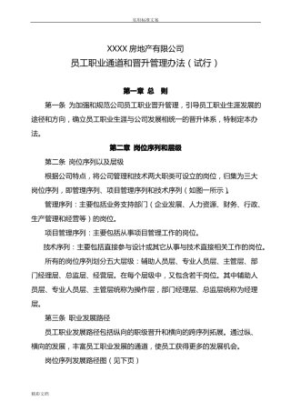 房地产有限公司员工职业通道和晋升