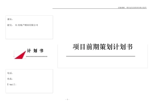 房地产项目前期工作商务计划书
