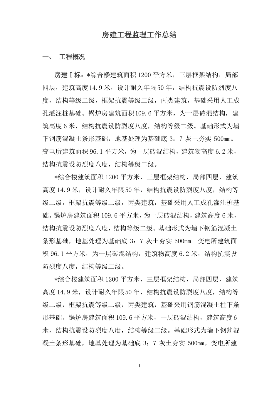 房建工程监理工作总结_第1页