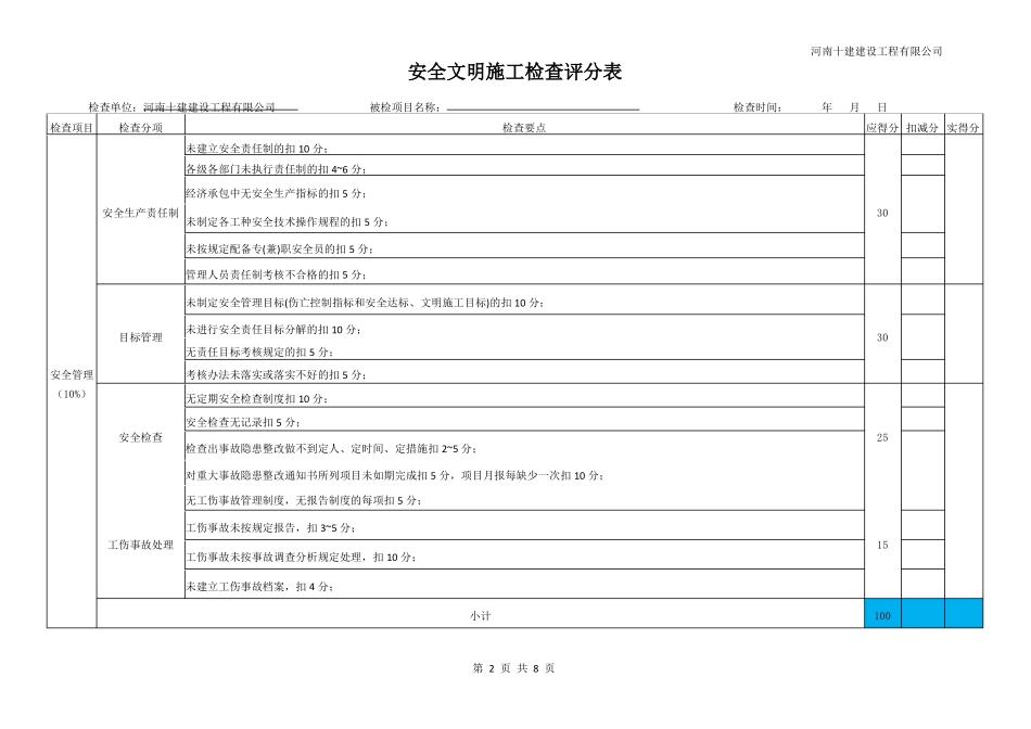 房建项目安全检查综合评分表_第2页