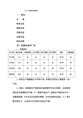 手工ERP沙盘规则