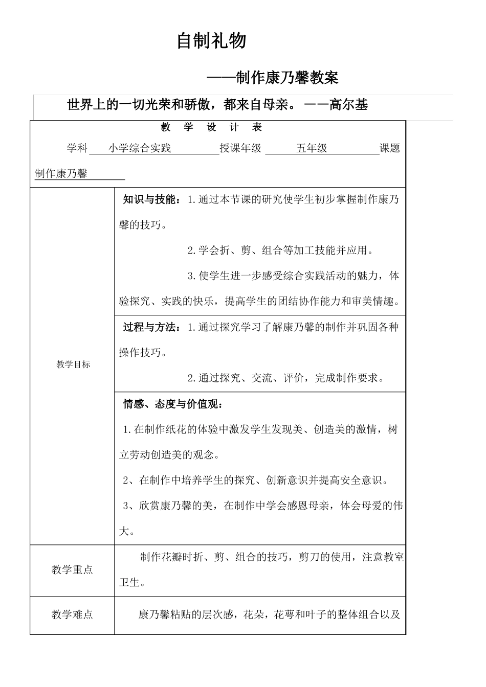 手工制作康乃馨教案_第1页