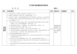 手术室护理质量检查考核标准